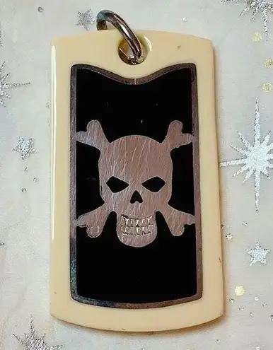 Designo black/ivory 925 Silver Skull Dog Tag Black