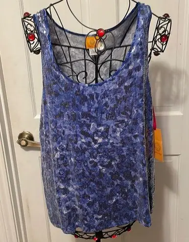 💙💙💙BOGOHO💙💙💙Blue and Black Camo Print Sequined Sleeveless Tank Top—NWT Blue Size L