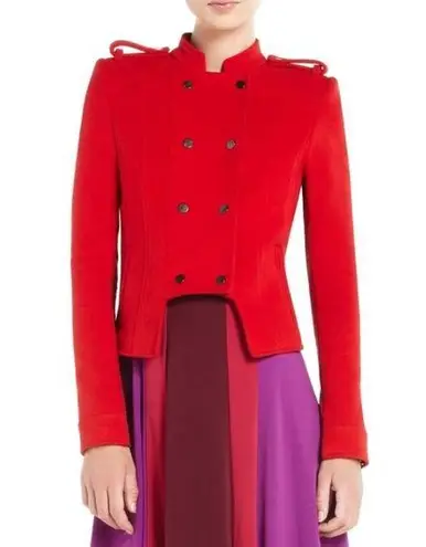 BCBG MAXAZRIA Military Short Pea Coat Jacket Double Breasted Royce Red Sz S NEW