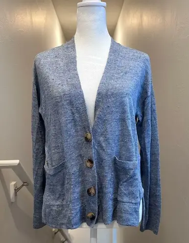 FatFace Women's Blue Chambray Linen Cardigan Size 2