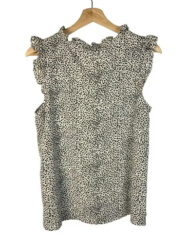 Staccato White & Black Dot Printed Ruffle Sleeveless Blouse S