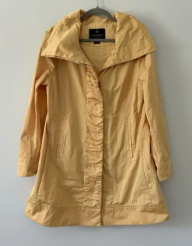 Rainforest Annette Ruffle Front Butter Yellow Packable Rain Jacket L Size L