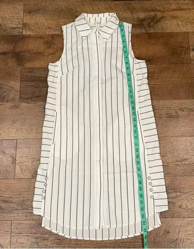 Simply Noelle Casual Collared Button Down Sleeveless Striped Dress Black & White