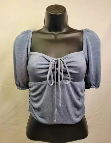 Sophie Rue M Slinky Front Tie Blouse Blue Dust (b30.1)