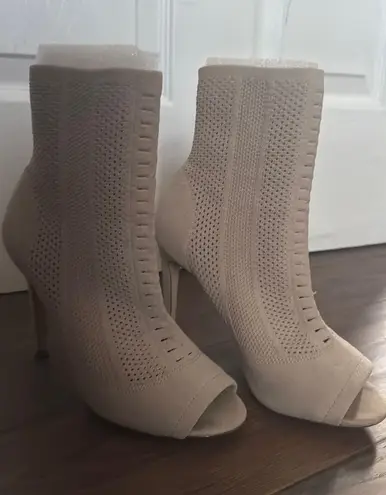 ALDO Nude Sock Peep-toe Heels Sz 7 US