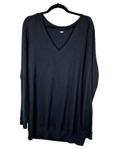 Three Dots Black Super Soft Cozy Long Sleeve V Neck Tunic Sweater Women's XXL