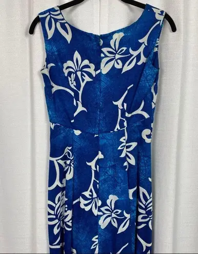 Vintage Blue Royal Hawaiian  Floral Hawaiian Maxi Dress Sz.6