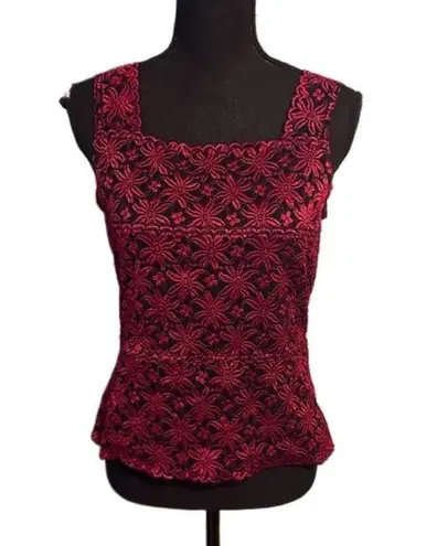 Karen Kane Lace Tank Top Deep Red