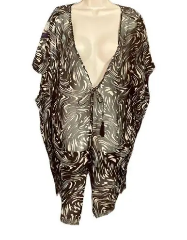 Sunset Glow Sunsets Maldives Tunic Swimsuit Cover Up. Sheer Brown / Tan. Size L/XL. NWT