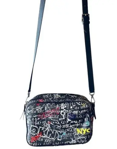 DKNY  graffiti leather cross body bag / Erin camera bag style