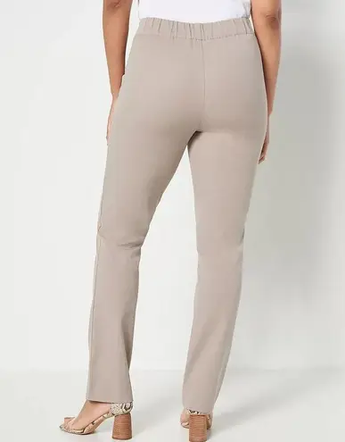 Isaac Mizrahi New Womens Live 4 T Tall 24/7 Straight Pant Stonewall Grey Tan