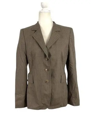 Akris Punto Womens Single-Breasted Micro Striped Wool Blazer Size 8