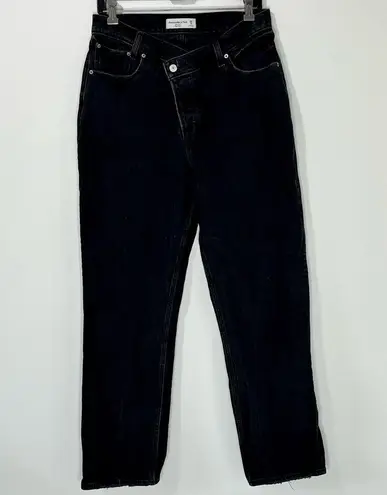 Abercrombie & Fitch  The Dad High Rise Crisscross Waist Black Raw Hem Size 29 8