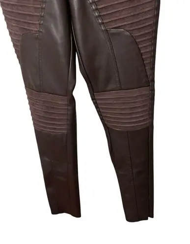 Maniere De Voir Leather & Suede Ribbed Legging In Chocolate Brown Women’s Size 0