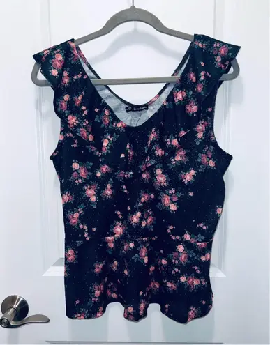 Luna Moon Women’s Floral Peplum Juniors Top Size 1XL NWT *Fits Smaller*