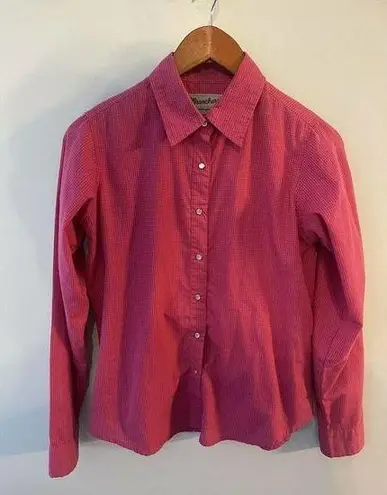 Wrangler  Wrancher Womens Long Sleeve Shirt Pearl Snap Button Up Pink Medium