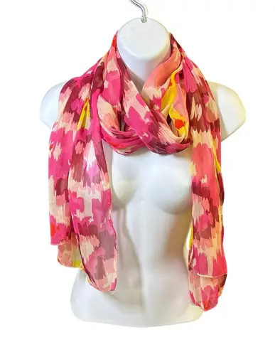 Unbranded Women's Berry Pink Yellow PRINTED WRAP Scarf 20"x84"
