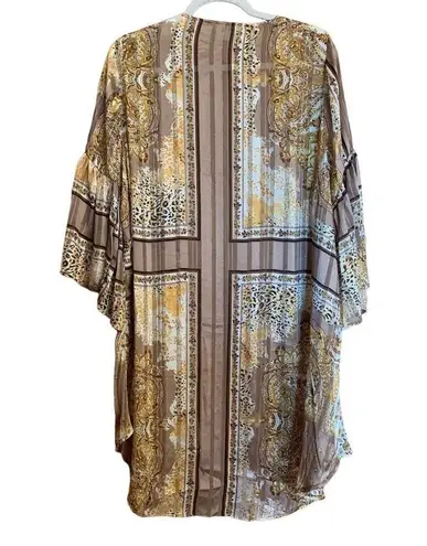 Umgee  Large Multicolor Boho Metallic Open Front Duster Cardigan Sweater Topper