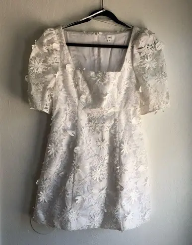 LPA Tersa Mini Dress White Floral medium 3d bridal shower baby shower wedding