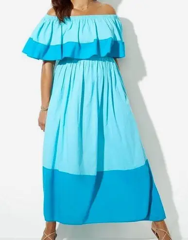NWT Swimsuits For All Mia Off The Shoulder Maxi Dress Blue Size 18/20