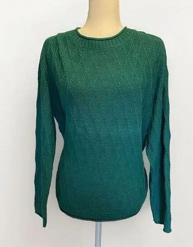 cj banks  Women's Size 1X Long Sleeve Sweater Green Knit Pullover Office