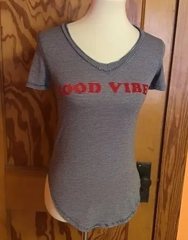Well Worn good vibes striped t shirt