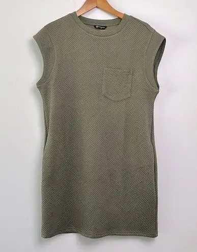 PRETTYGARDEN |ArmyGreen Textured T-Shirt Dress with Pockets sz Medium