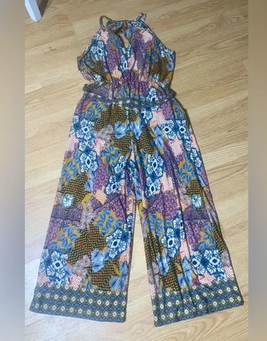 🏷️🏷️EUC Large NEW DIRECTIONS MULTI COLORED PATTERNED CROPPED JUMPSUIT PANTSUIT