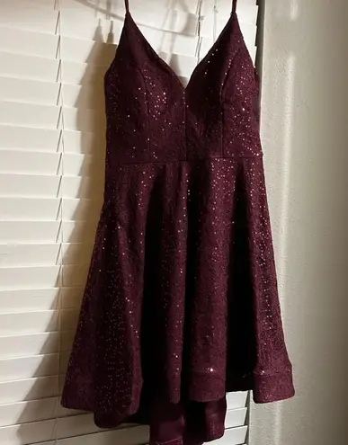 B. Smart Maroon Sequin Lace Homecoming Dress