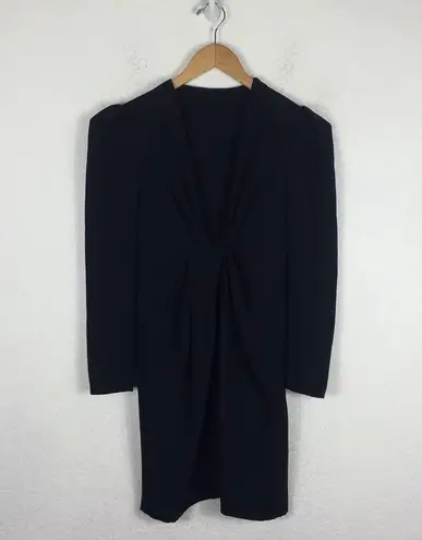 IRO Robiela Black Deep Plunge Puff Sleeve Mini Dress Size Small