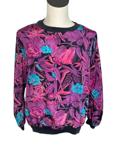 Vintage 80s Anata floral pullover top Size Medium Purple