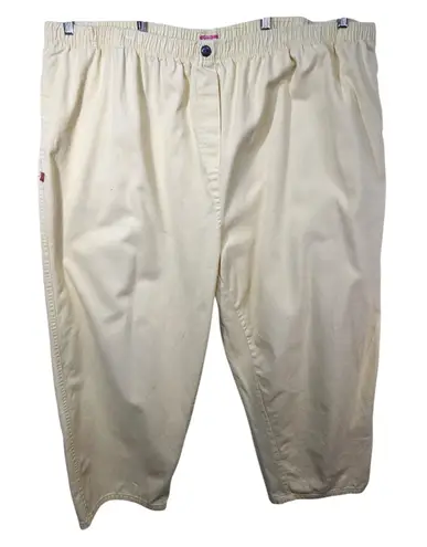 Woman Within Plus Size 36T Cropped Pants Capri Light Yellow Cotton Elastic 1535