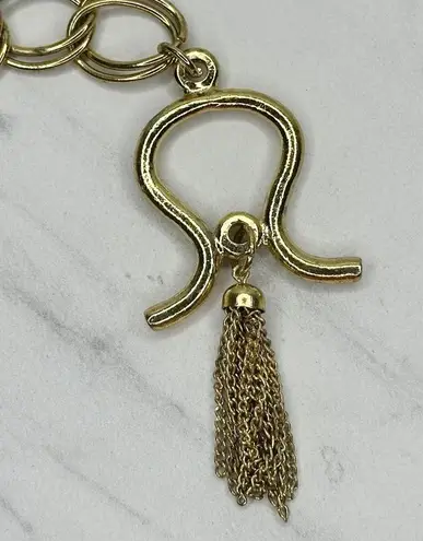 Vintage Tassel Charm Gold Tone Chain Link Statement Belt ✨