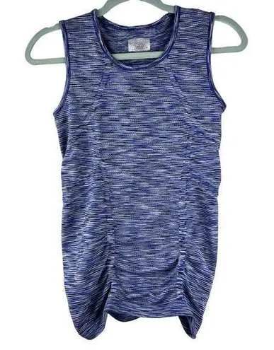 Athleta Scoop Neck Breathe Ruched Longline Tank Top Blue Space Dye XS