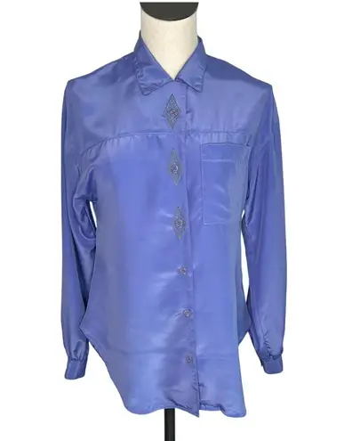 Campus Casuals of California vintage 80s periwinkle BF blouse Size Small Blue