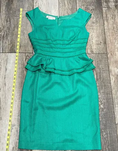 Kay Unger Peplum Silk Aqua Green Dress Size 4