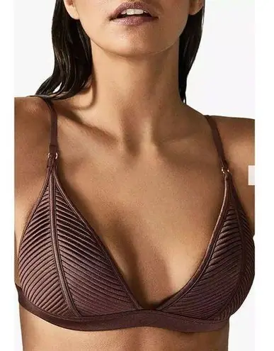 Reiss Raquel Pleat Detail Bikini Top Dark Brown