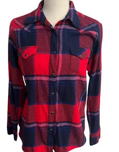 Wrapper Wrangler Red/Blue Flannel Plaid Shirt