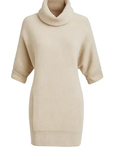 Design History Cashmere Turtleneck Sweater Dress Beige M Scandi Quiet Luxury