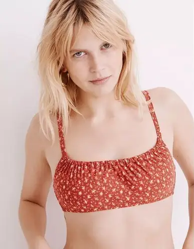 Madewell NEW  Second Wave Gathered Bikini Top in Ditsy‎ Floral, XXS