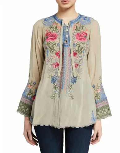 Johnny Was “Millie” Blouse. *sold out in stores* $260 MSRP. Wheat Color. NWT