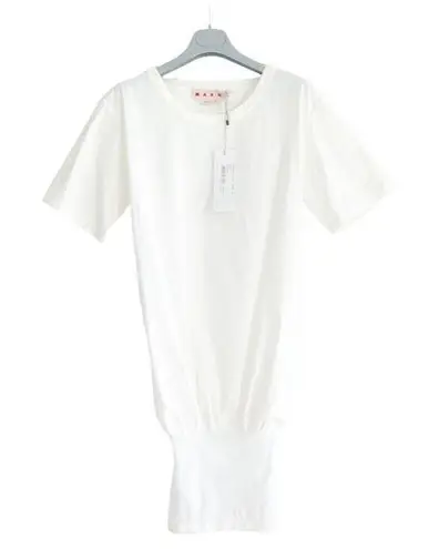 Lily White MARNI Italy Short Sleeve Blouse Stretch Popeline, Size US 2 EU 38 NWT