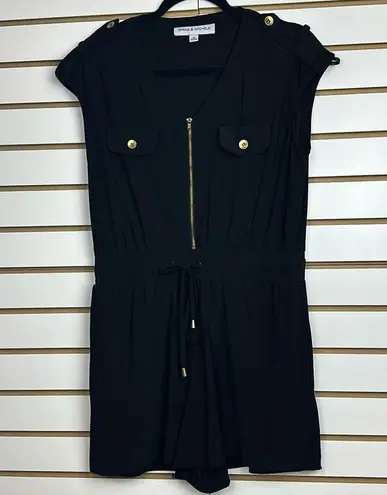 Emma & Michelle Emma And Michele Short Sleeve Romper - Black - Size Medium