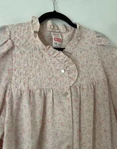 St. Michael Pink Full Length Vintage Floral Button Front Nightgown Size 10