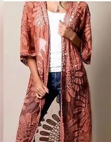 Style Apparel’s Stylish Rust Floral Kimono, Duster Cardigan. Size M