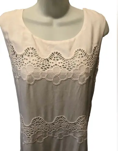 Karen Scott Gretchen Scott The Wave Sheath Dress White Sz. L Coastal Cruise Baby Shower Diva