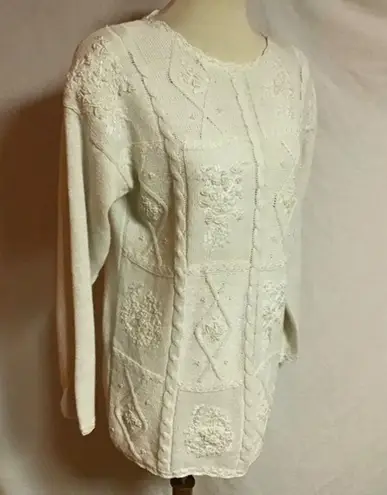 Retro Y2K feminine beaded oversized sweater