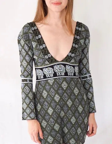 Torn By Ronny Kobo Ronny Kobo Oriana elephant jacquard knit mini dress size XS extra small