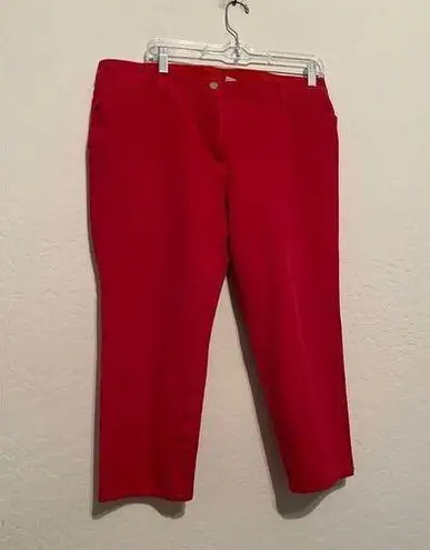 Chico's So slimming red  Capri stretchy jeans, size 2. Five. ￼