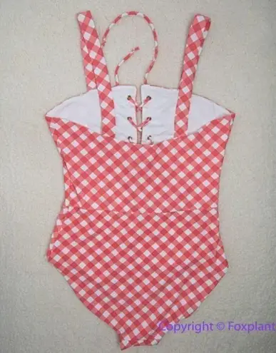 ONIA NEW Raquel Barbiecore pink gingham check raquel one piece swimsuit, size XL